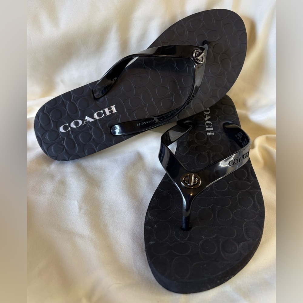 Coach Black Flip Flops Size 5/6